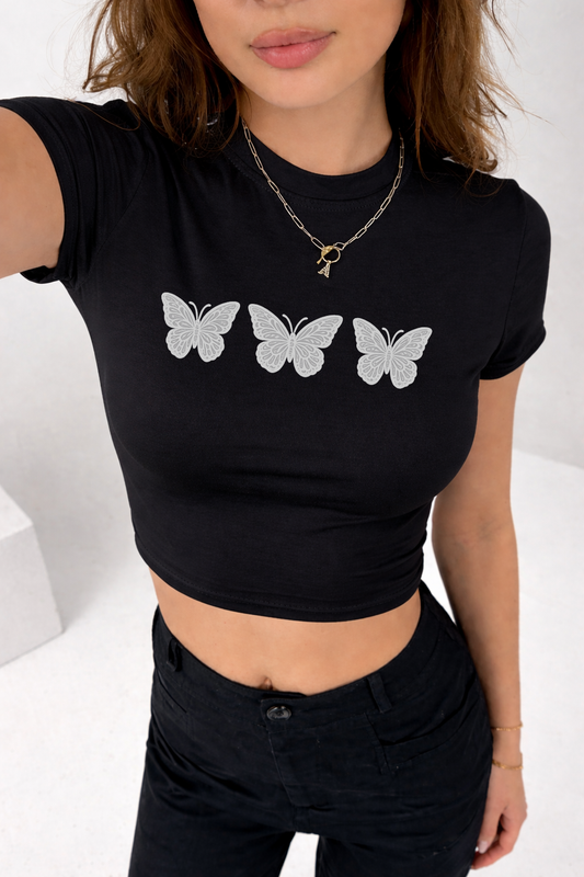Butterfly Trio Crop Tee
